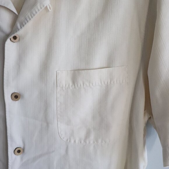 Tommy Bahama Mens Cream Sz S 100% Silk Buttoned‎ Camp Collared Vacation Top - Picture 7 of 15
